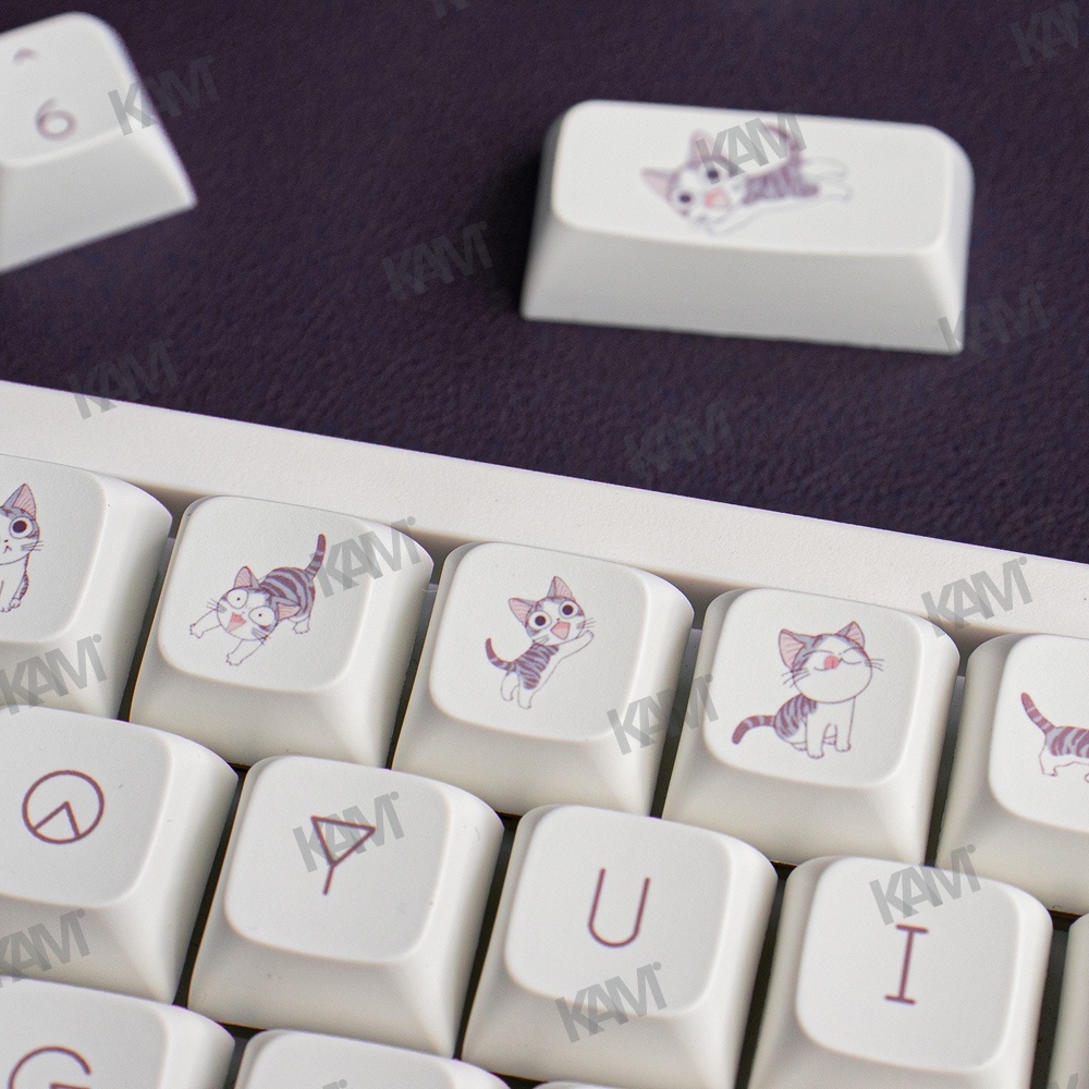 Kam XDA Keycaps PBT Thăng hoa 138 Phím Phô mai dễ thương Đèn nền mèo làm thủ công Keycaps thủ công cho 108/104/100/98/87/84/68/61 Phím ikbcc RK61 GMMK Pro Bàn phím cơ Cherry Mx Switch DYE-SUBB