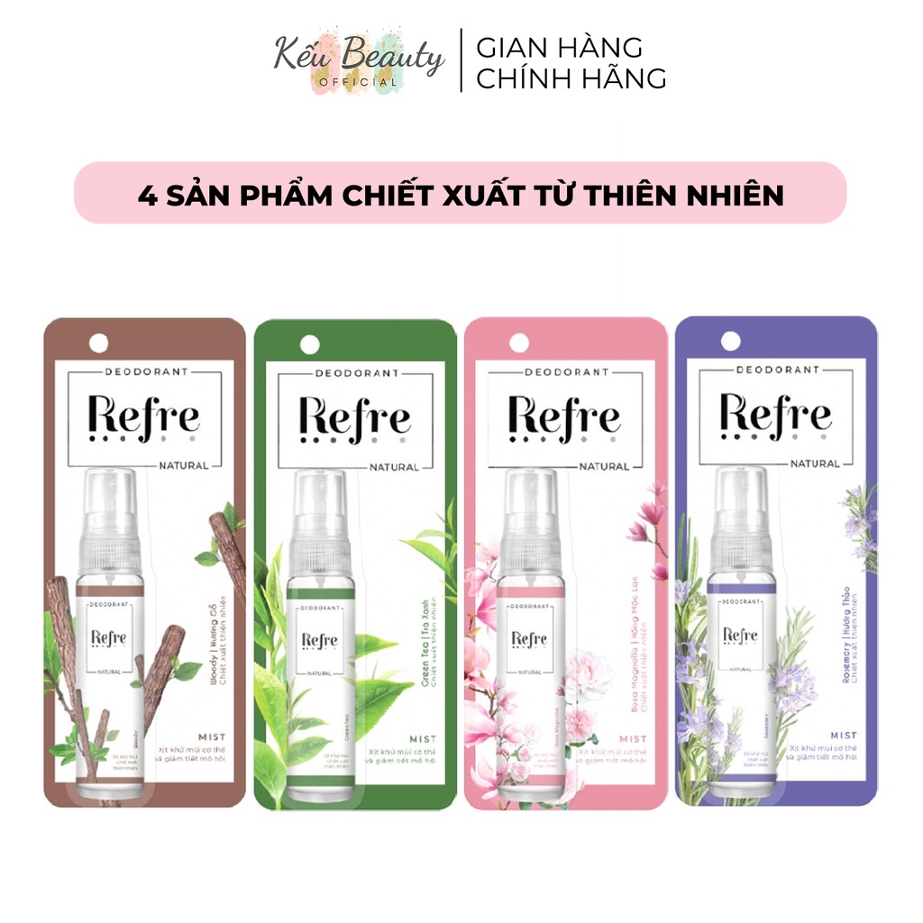 Xịt khử mùi dưỡng trắng hương nước hoa và chiết xuất từ thiên nhiên Refre 30ml