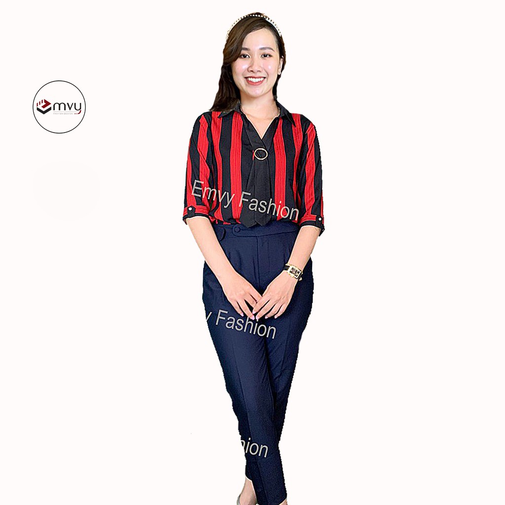 Áo sơ mi nữ kẻ cổ đức Emvy fashion A7 | BigBuy360 - bigbuy360.vn