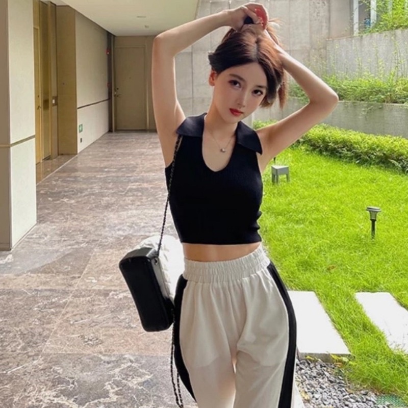 Áo Ba Lỗ Croptop SANJOLI Áo Thun Croptop Có Cổ Balo Nữ Kiểu Ôm Body Sát Nách Đẹp Sexy AO044