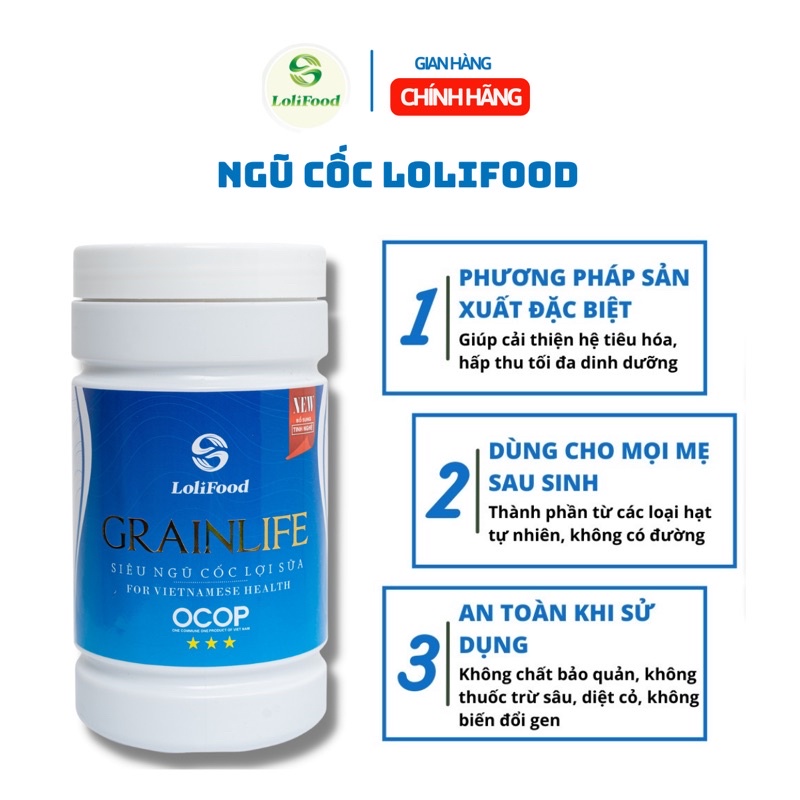 Ngũ Cốc Siêu Lợi Sữa GRAINLIFE (500g). 100% Hữu Cơ, Sữa Về Nhiều | Ngũ cốc lợi sữa grainlife | 14 loại hạt | LOLIFOOD