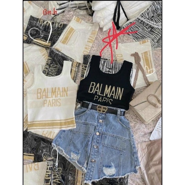 Quần giả váy bò đính khuy rách