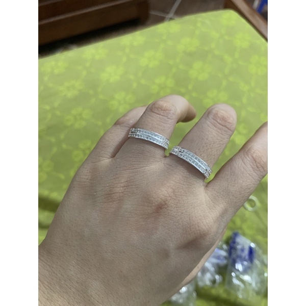 Nhẫn 2 hàng đá xung quanh bạc ta chuẩn