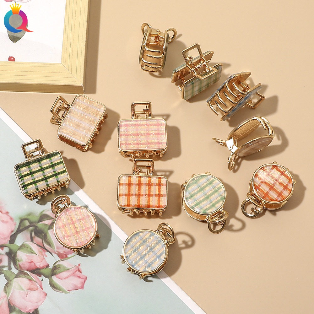 Kẹp tóc hợp kim hình tròn / vuông kiểu Hàn Quốc duyên dáng hợp thời trang cho nữ