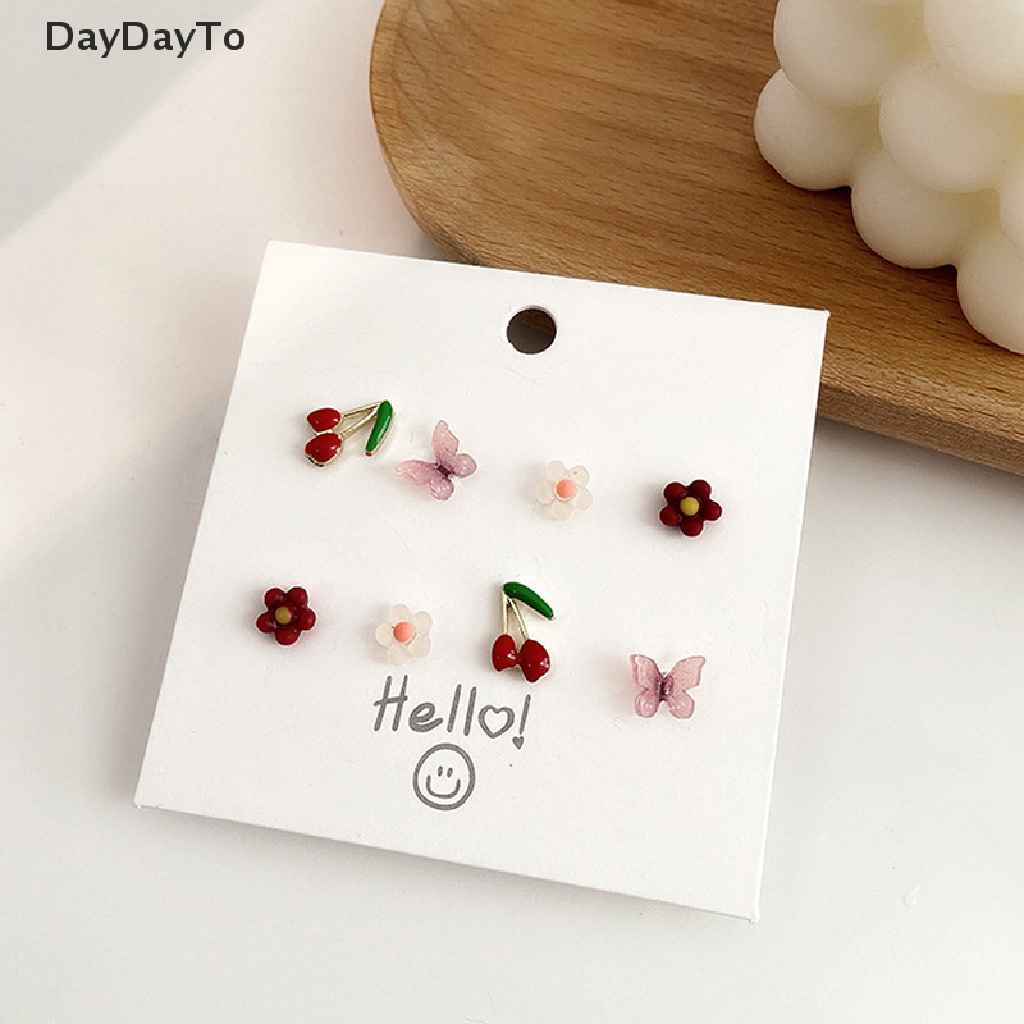 Bộ 8 Khuyên Tai Hình Học / Hoa / Bướm Kiểu Cách Dễ Thương Cho Nữ