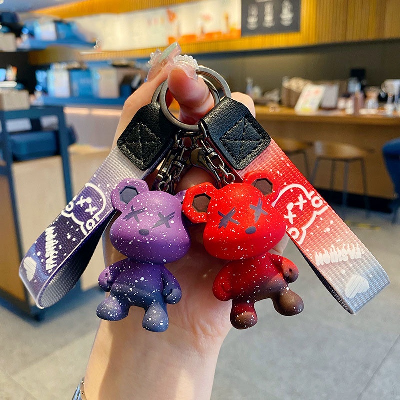 Móc khóa Bearbrick bụi bặm vẩy sơn phong cách Hiphop ngầu lòi chất liệu PVC trang trí balo túi xách, quà tặng-TH21