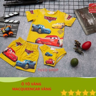 [Ảnh Thật - Quần áo hình Ô Tô] Macqueen Car bộ đồ ở nhà đi học cho bé trai nam năng động 3 màu vàng đỏ xanh