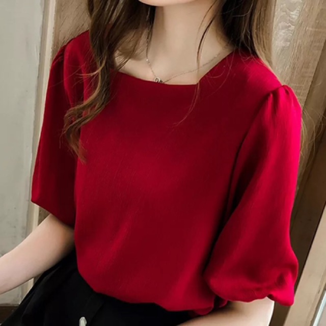 Áo cổ vuông tay bồng xinh đẹp