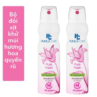 [Chính hãng] Xịt Khử Mùi 48h Giảm Thâm Nách, Không Cồn Hương Hoa Và Gỗ HUNCA(Combo 2x150ml)