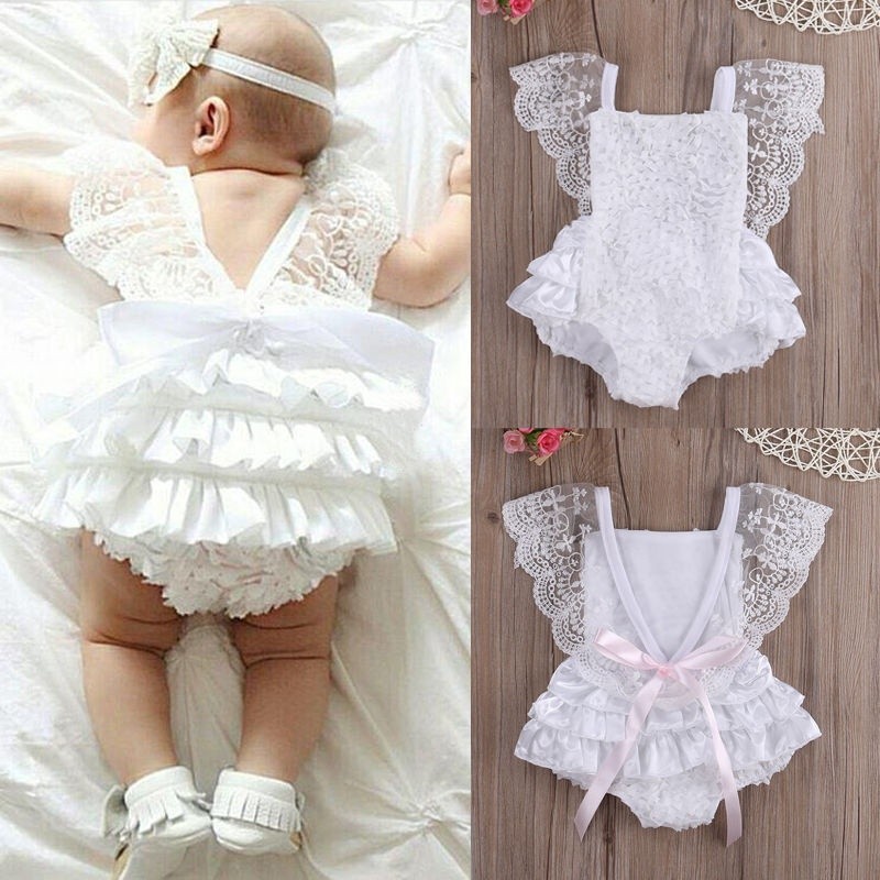 ღ♛ღInfant Baby Girl Clothes Lace Floral Bodysuit Romper Cake Sunsuit Outfits 0-18M