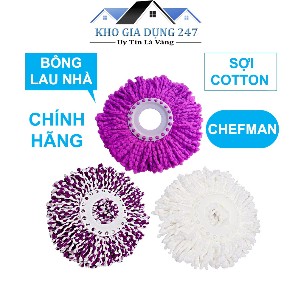 Bông Lau Nhà Tròn Xoay 360 Độ- Bông Lau Nhà CHÈMAN Sợi Cotton Dùng Để Thay Thế Cho Bàn Xoay Tròn Tiện Lợi