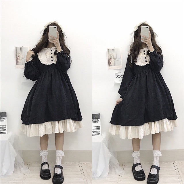 [Order] YAS0342-Váy Lolita đen cổ tròn phối ren | BigBuy360 - bigbuy360.vn