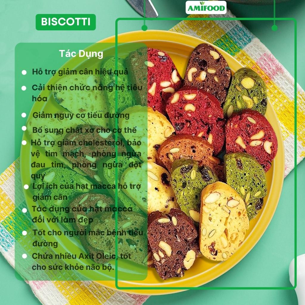 Bánh Biscotti Ăn Kiêng Nguyên Cám Amifood, Bánh Ngũ Cốc Giảm Cân - 500Gram