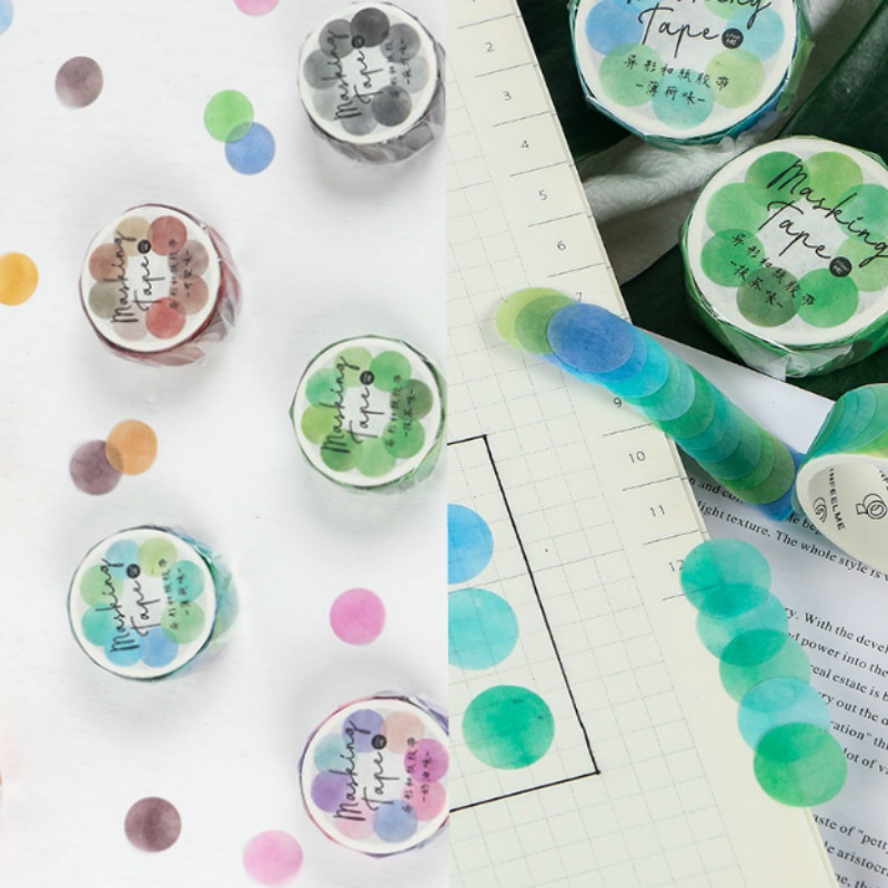 Cuộn 100 Nhãn Dán Tròn Nhiều Màu Trang Trí Sổ Tay DIY