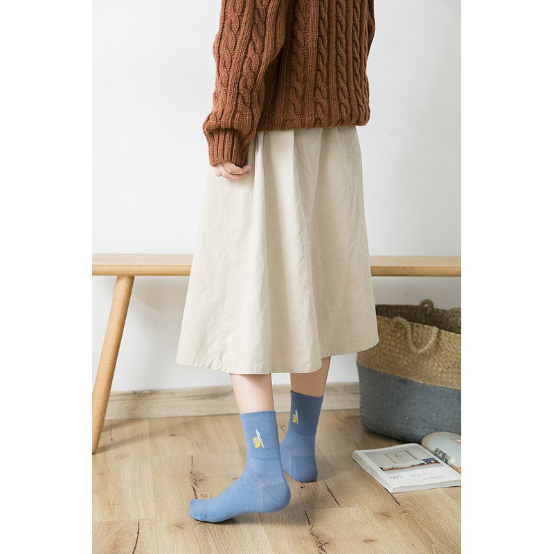 Vớ cao cổ trái cây màu vintage, tất cổ cao thun len ulzzang NEKO