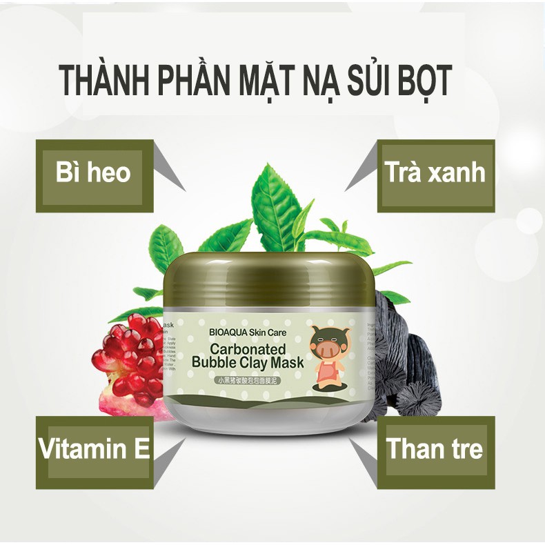 Mặt Nạ Thải Độc Khử Chì Sủi Bì Heo Bioaqua Carbon Ngăn Mụn Bọc, Mụn Đầu Đen,Giảm Nhờn,Thanh Lọc Sâu Bên Tron