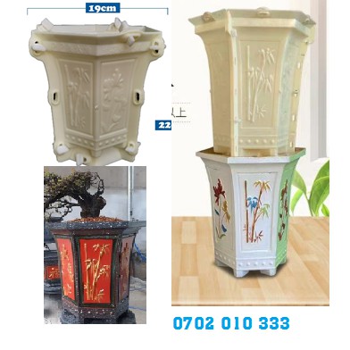 Khuôn Đổ Chậu Ly Lục Giác ông 19 cao 22 Nhựa ABS Siêu Bền Hàng Nội Địa Trung Quốc Tặng kèm Búa Cao Su