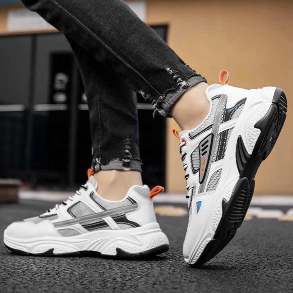 Giày MWC 5313 - Giày Thể Thao Nam, Sneaker Da Thời Trang Đế Cao Phối Lưới Cá Tính