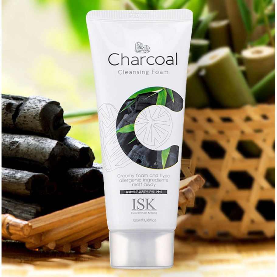 Sữa rửa mặt dành cho nam Beauskin ISK Charcoal Cleansing Foam Hàn 100ml/ Hộp Và 1 mặt nạ collagen Beauskin Isk 23ml/gói