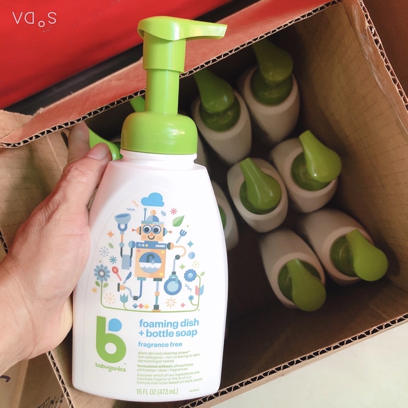 Nước rửa bình sữa Babyganics 473ml - vòi tạo bọt