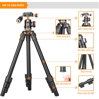 [CHÍNH HÃNG] Chân máy ảnh BEIKE Q-160S - tặng đế kẹp điện thoại