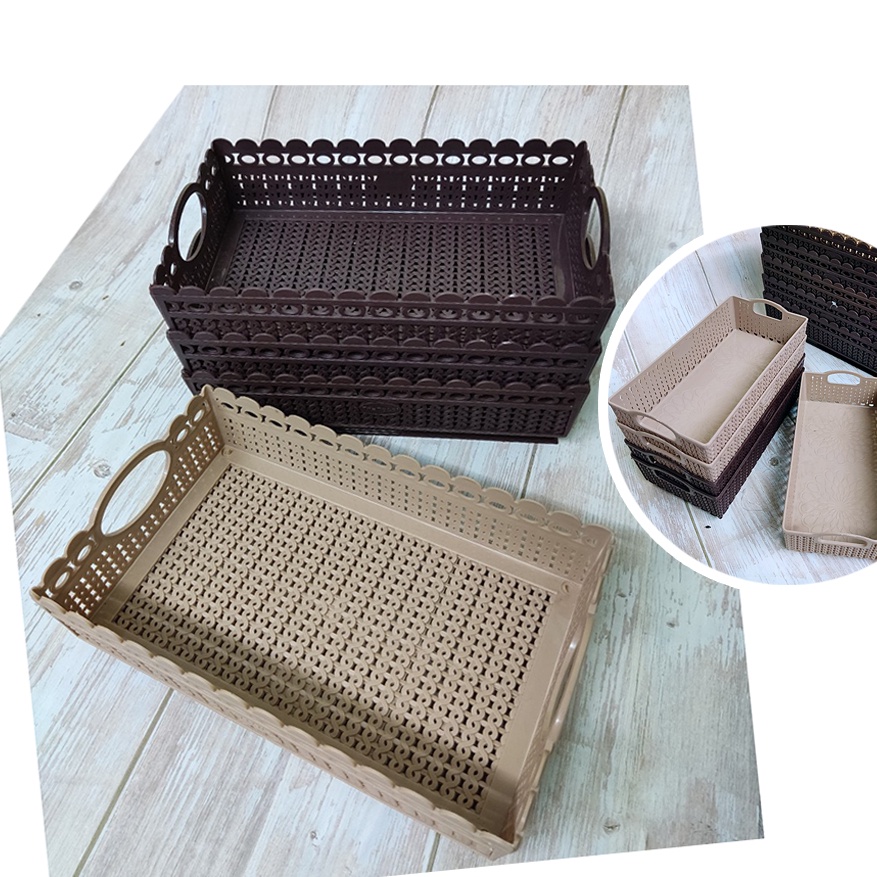 Rổ nhựa đựng đồ đa năng giả đan dáng dài - TL139