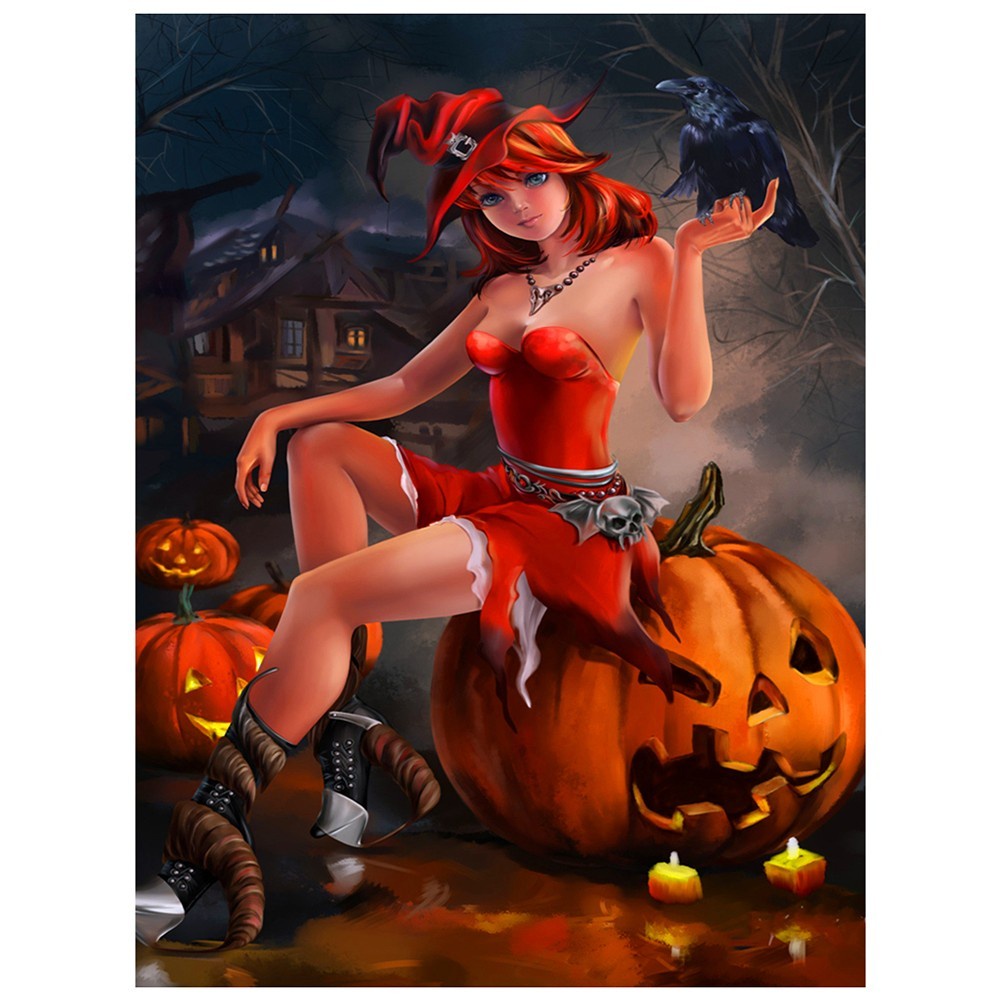 Full drill 5D Diamond Painting Halloween Witch Embroidery Art Home Decor