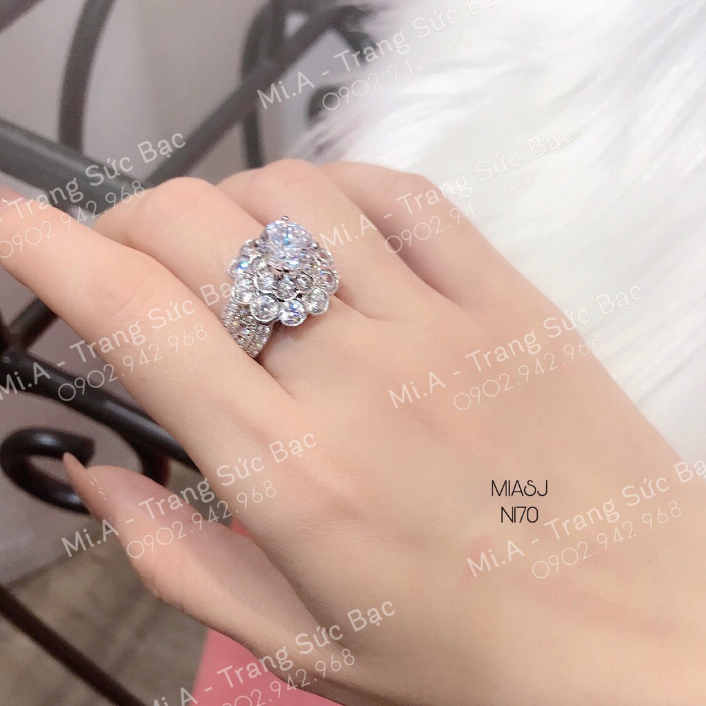 Nhẫn nữ Bạc Ý S925 đá Cz miễn phí xi Kim cao cấp N170 |Mi.A Trang sức bạc