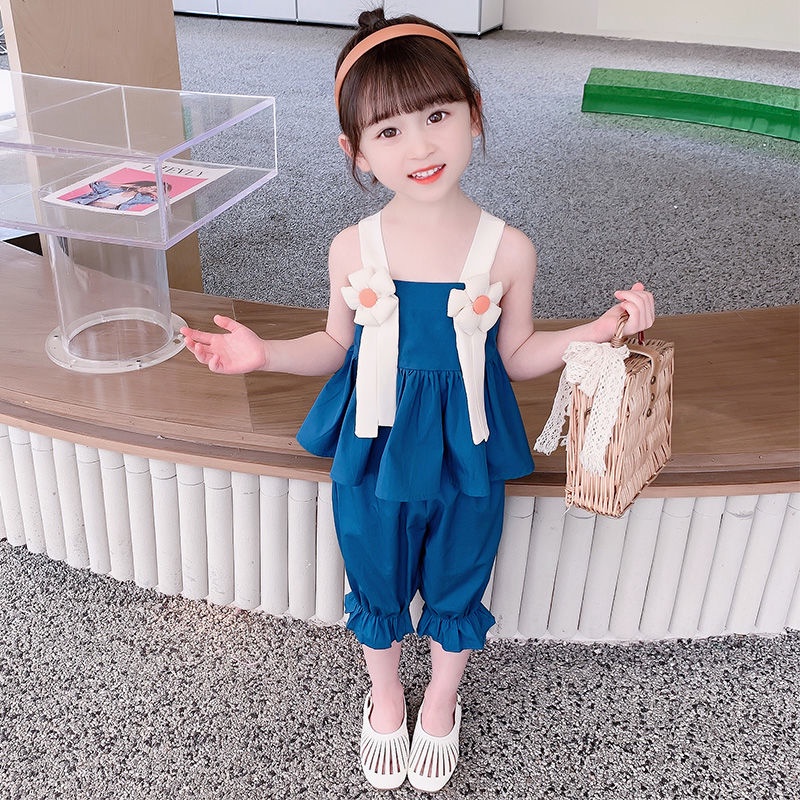 Hàng Mới Về Mới Áo Thun#Set Đồ Mùa Hè 2022 Hai Dây Hợp Thời Trang Cho Bé Gái 9 / 1LL