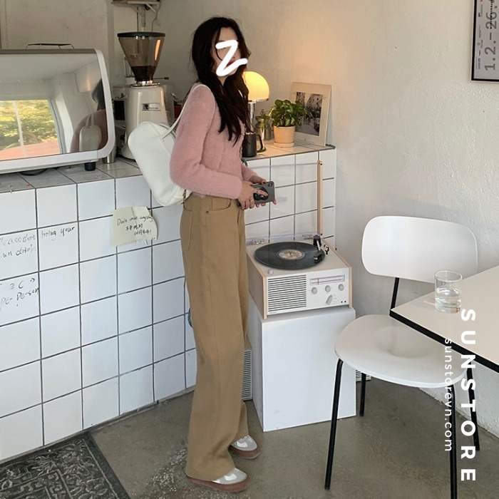 Quần jeans kaki ống rộng cạp cao Ulzzang