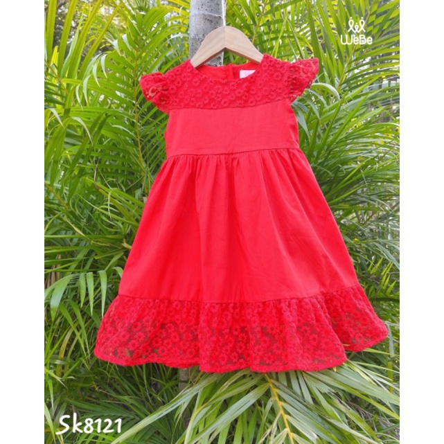 Đầm voan thiết kế ren đỏ công chúa bé gái từ 8-40kg Lễ Tết Noel
