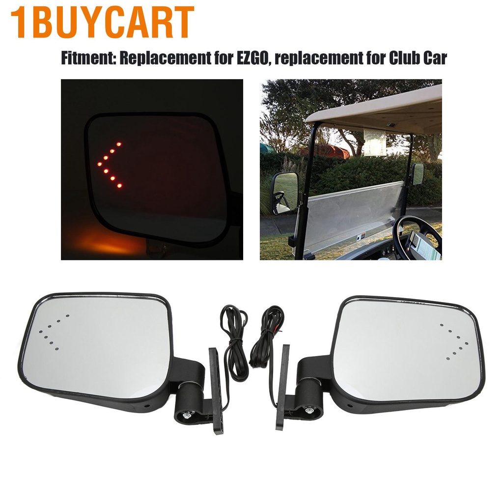 1buycart Rearview Mirror with Turn Signal Light Pair Club Car LED Side Replacement for EZGO Modification