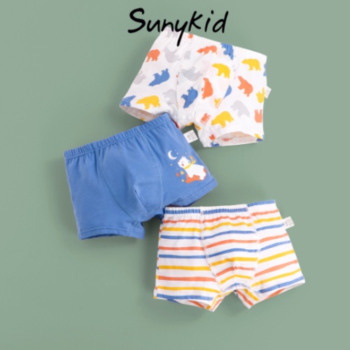 Quần lót bé trai combo 3 quần sịp đùi bé trai cotton HC507 kháng khuẩn Sunykid cho bé từ 2-16 tuổi