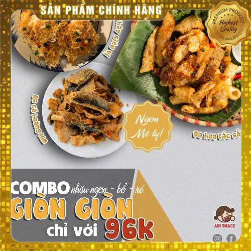 COMBO GIÒN GIÒN ABI NGON MÊ LY TẶNG 1 KHẨU TRANG