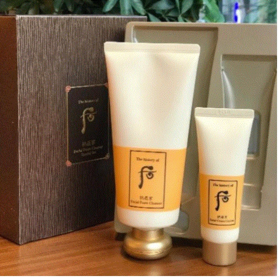 Set sữa rửa mặt Whoo vàng Gong Jin Facial Foam Cleanser tặng kèm tẩy trang Whoo Cream Facial Cleanser