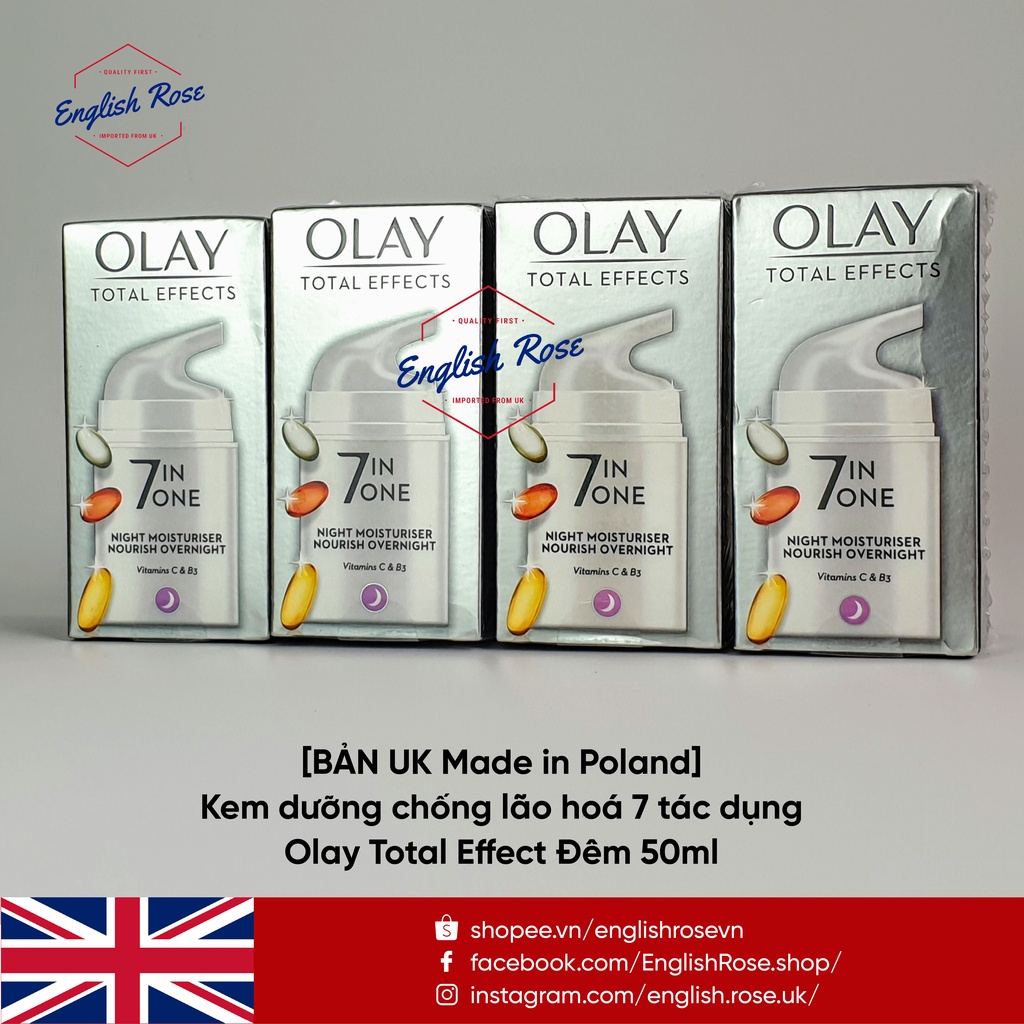 [BẢN UK Made in Poland] Kem dưỡng chống lão hoá 7 tác dụng Olay Total Effect Ngày Đêm 50ml