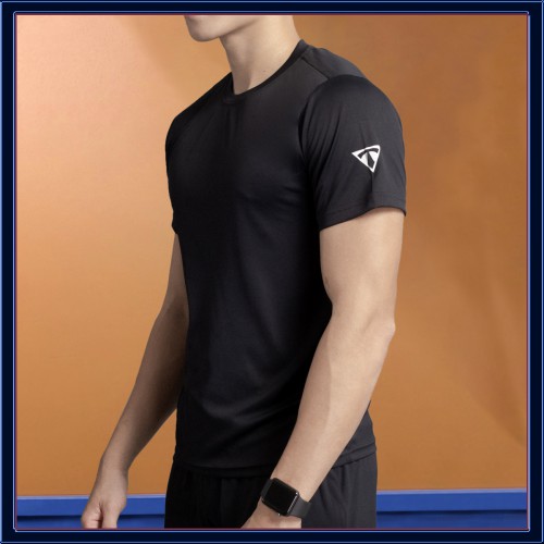 Áo thể thao nam NUTTY tập gym thun đen vải mát lạnh co dãn 4 chiều chuẩn form, thoải mái