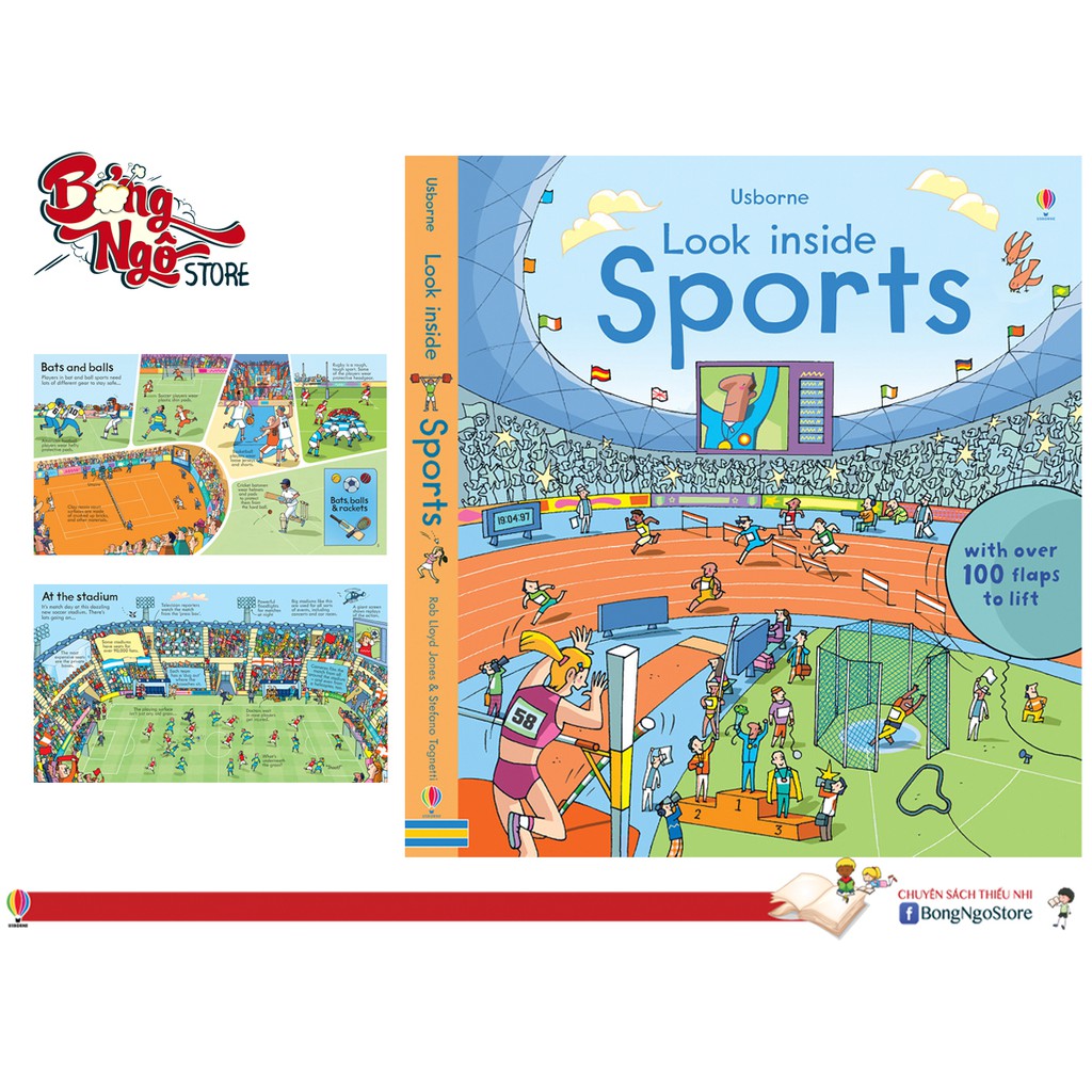 Sách lật mở khám phá Look Inside Sport Usborne chủ đề thể thao bóng đá cho trẻ em