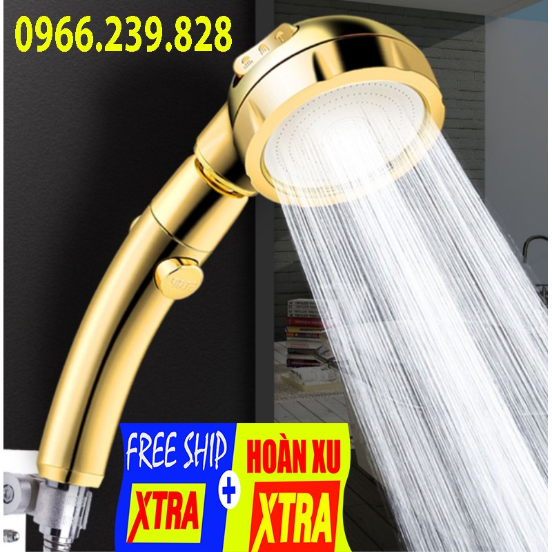 Đầu Vòi Hoa Sen Mạ Vàng Cao Cấp, 3 Chế Độ Nước Và Xoay Được 360°