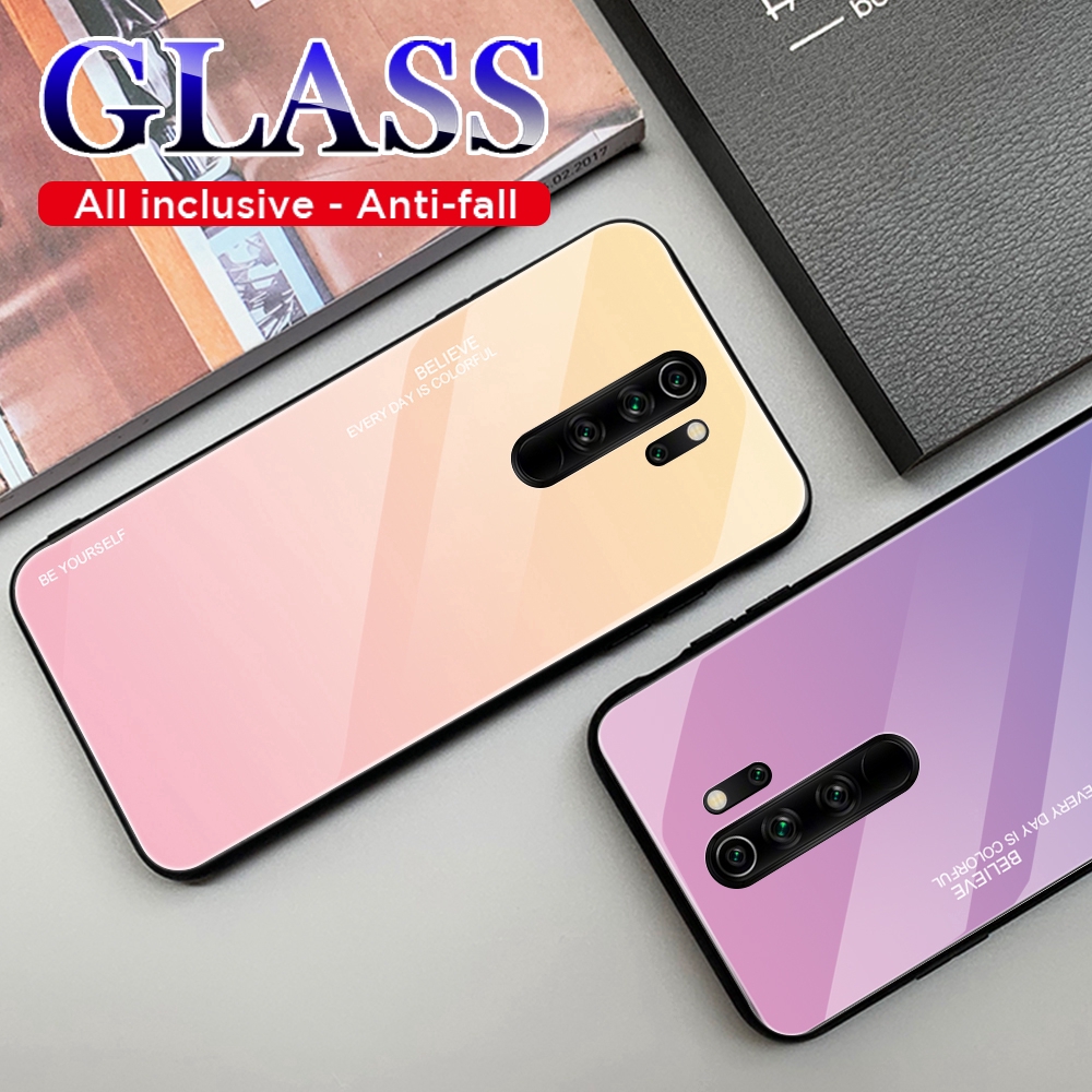 Ốp điện thoại mặt kính cường lực màu gradient cho Xiaomi Redmi Note 8 Pro 8A Mi CC9E