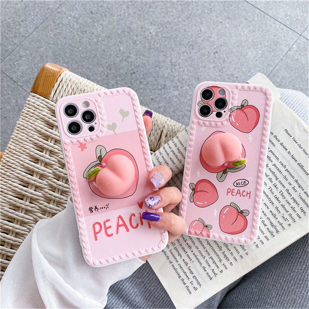 Ốp Điện Thoại Silicon Mềm Họa Tiết Quả Đào Hoạt Hình Cho IPhone SE 2020 12 11 Pro Max X Xr Xs Max 8 7 6 6s Plus