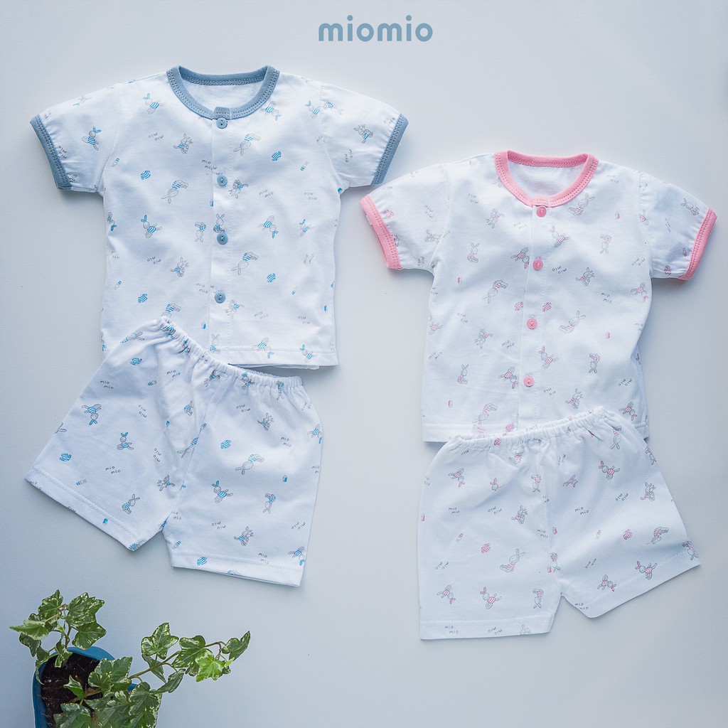 Bộ cộc tay cài giữa Miomio 100% cotton mỏng mát