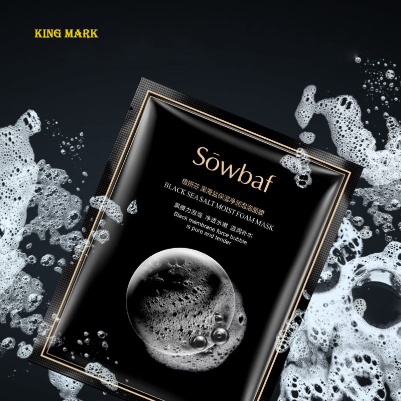 Mặt nạ sủi bọt SOWBAF thải độc Black Sea Salt Moist Foam Mask làm sạch lỗ chân lông mụn đầu đen Giá Tốt
