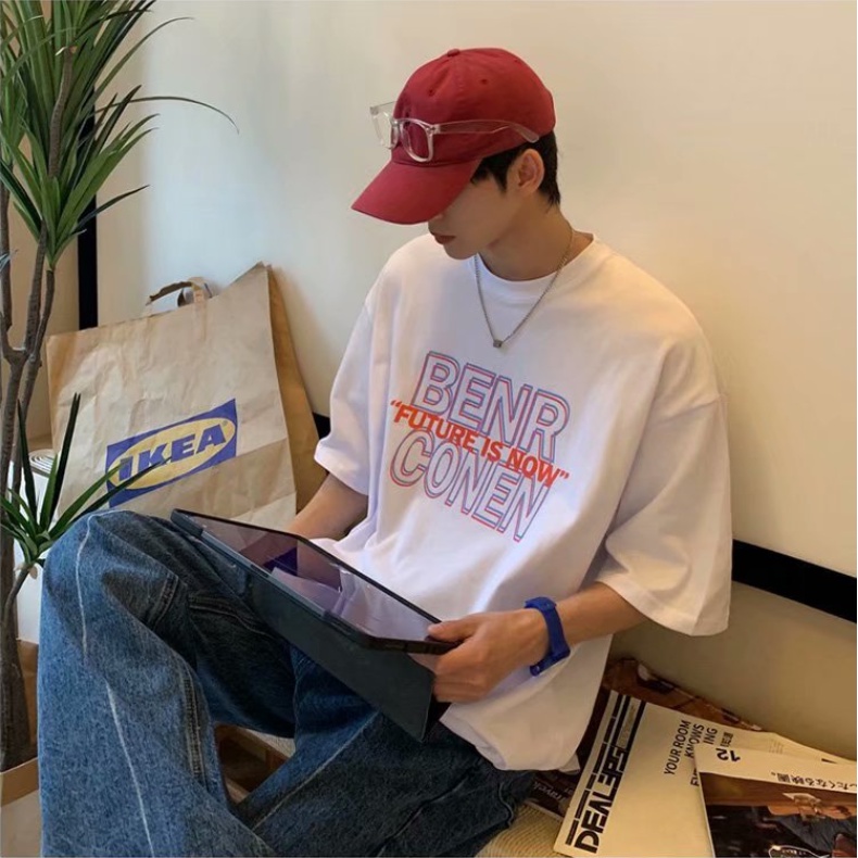 Áo thun tay lỡ cổ tròn thời trang áo phông mùa hè cho nam phong cách Hàn Quốc quần áo thun nam siêu đẹp from rộng áo thể thao nam fresh áo thun mỹ T Shirt