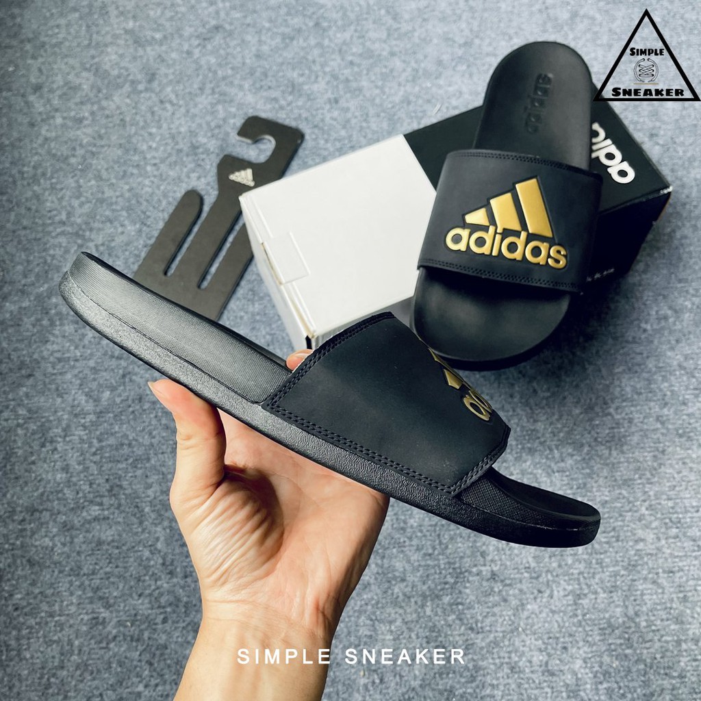 Dép Adidas Chính Hãng 🔴FREESHIP🔴Adidas Adilette Comfort Slides Black Gold - Dép Nam Quai Ngang Chuẩn Auth EG1850