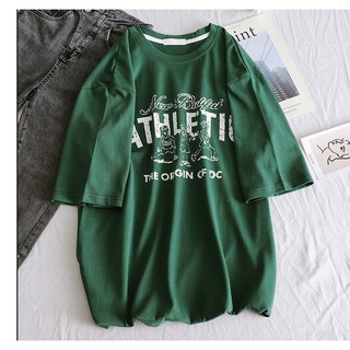 Km [38] Áo thun cotton unisex in athletic xanh lá đậm chuẩn