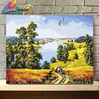 Tranh tự tô màu sơn dầu số hóa phong cảnh - Làn quê
