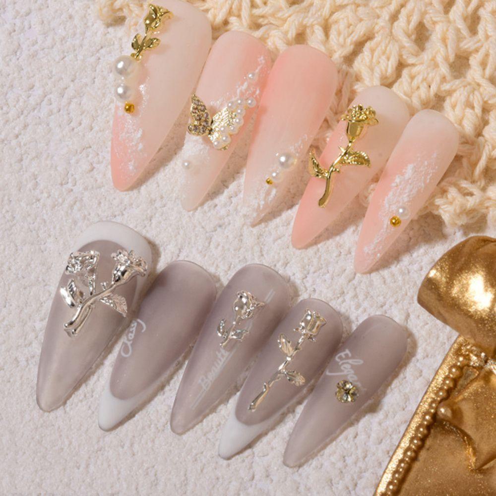 Phụ Kiện Trang Trí Móng Tay Hình Hoa Hồng Xinh Xắn|Màu Sắc Phụ Kiện Trang Trí Móng Tay Hình Hoa Hồng Bằng Kim Loại Phong