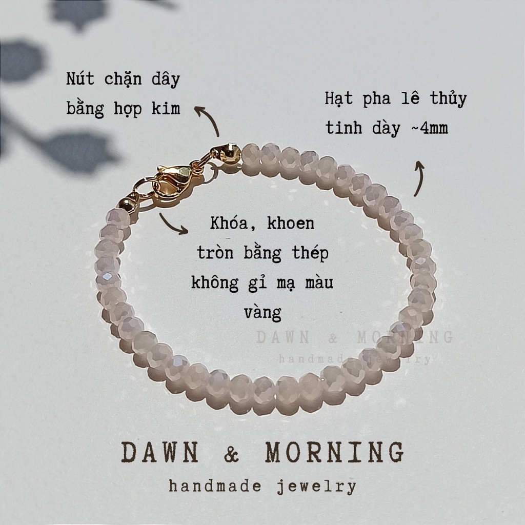 Màu Dreamy Peach ~3,5mm - Dawn & Morning Vòng tay nữ thủ công kiểu dáng cổ điển có ánh cừ, ngũ sắc
