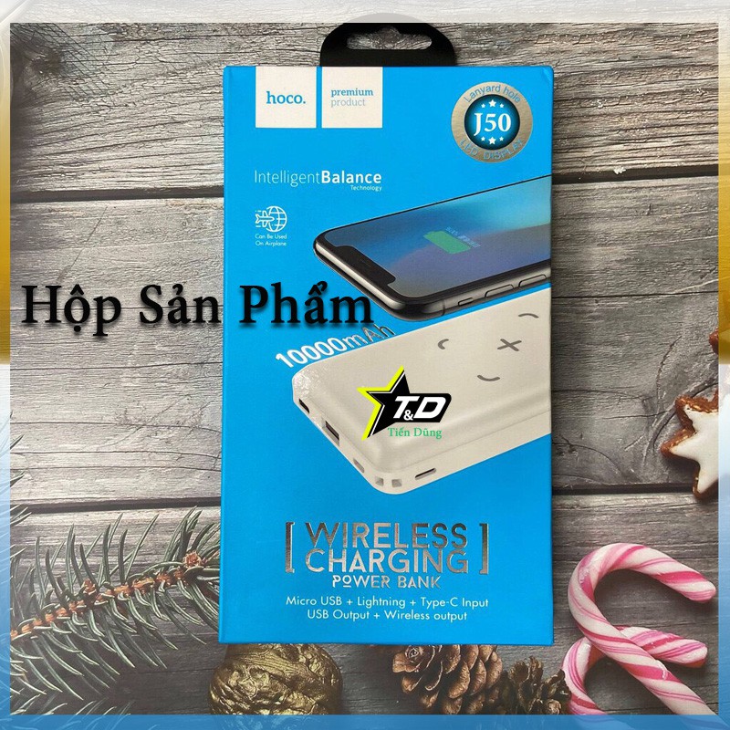 Pin sạc dự phòng không dây hoco j50 dung lượng 10000mAh- Sạc dự phòng hoco J50 hỗ trợ tất cả các dòng sạc không dây